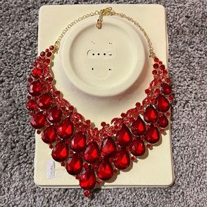 Red statement necklace